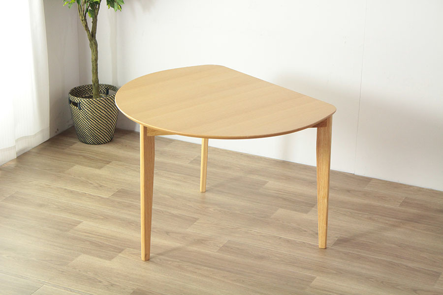 ダイニングテーブル 半円 幅110cm 北欧 おしゃれ 木製 天然木 ナチュラル色