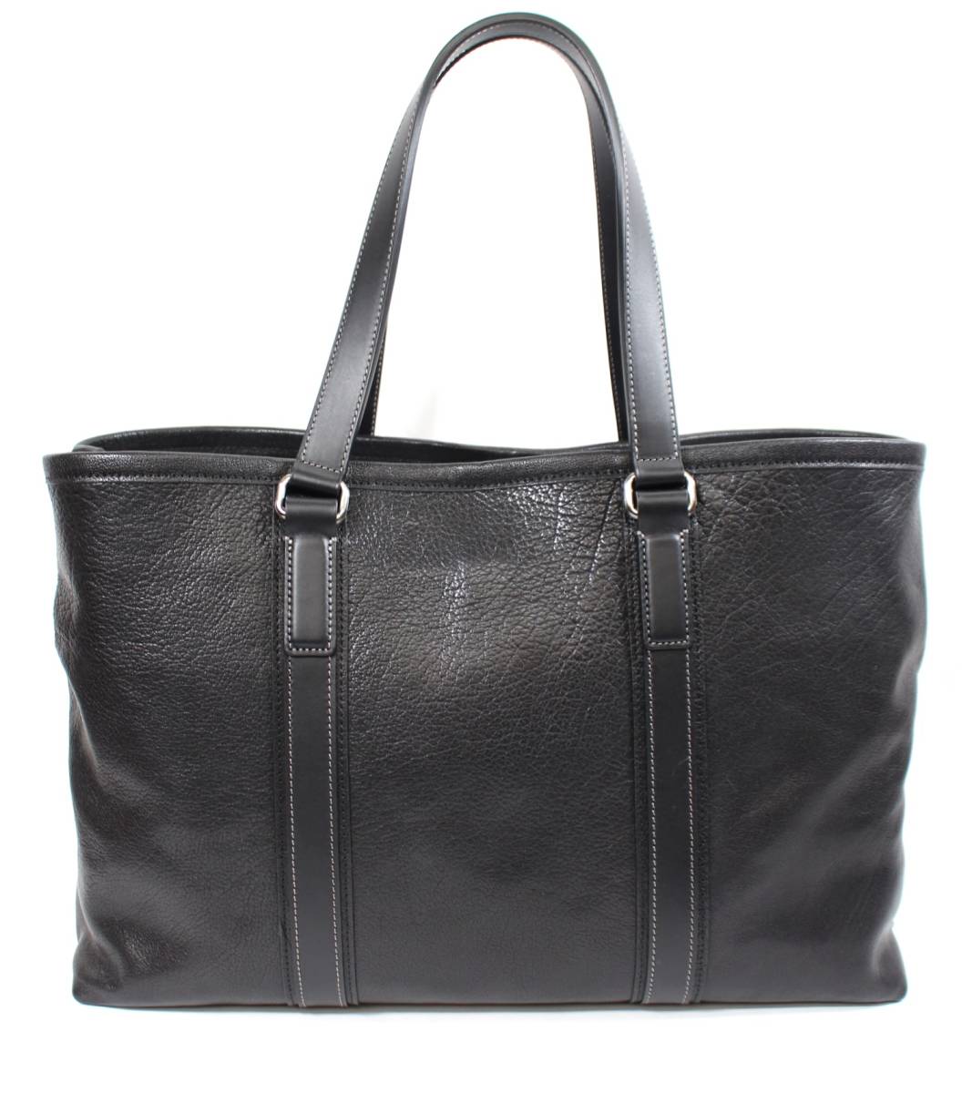 Y5840#* used beautiful goods * earth shop bag manufacture place almas Buffalo business tote bag leather black 