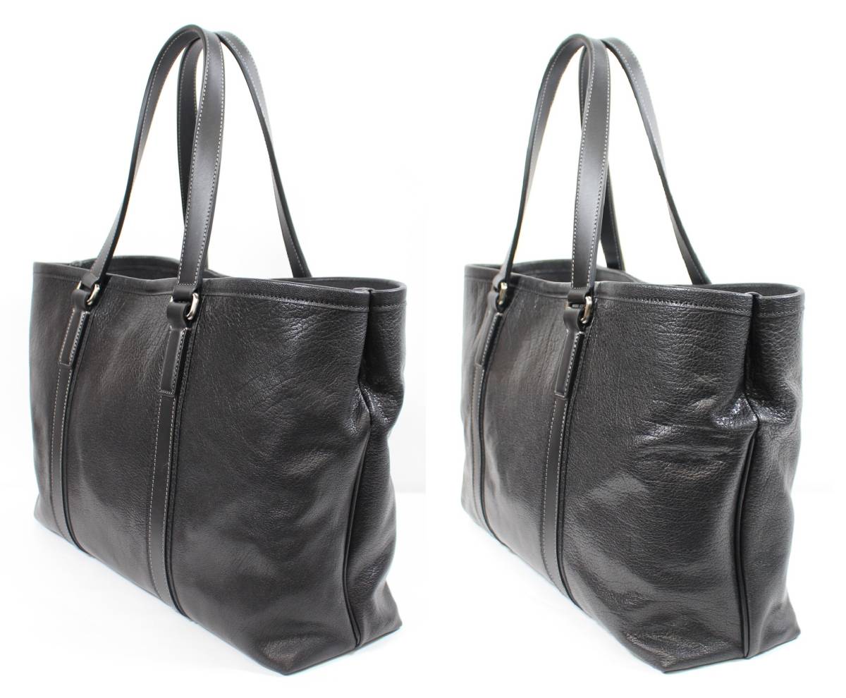 Y5840#* used beautiful goods * earth shop bag manufacture place almas Buffalo business tote bag leather black 