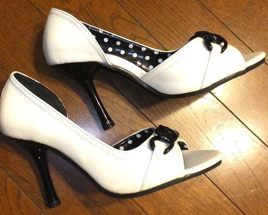 Jerry Girl Jerry девушка туфли-лодочки полька-дот узор белый цвет белый обувь обувь размер 35(22.5cm степень ) каблук. высота 8.5cm