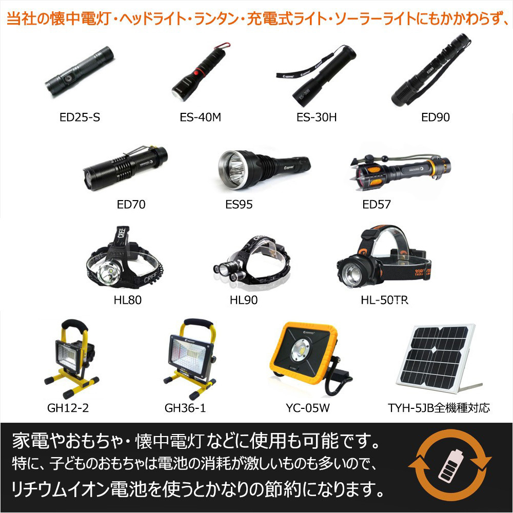 GOODGOODS 18650充電池 リチウムイオンバッテリー 18650 PSE認証 多重保護回路付き 過充電保護 2600mAh 懐中電灯 防災 ランタン LDC-260H_画像8