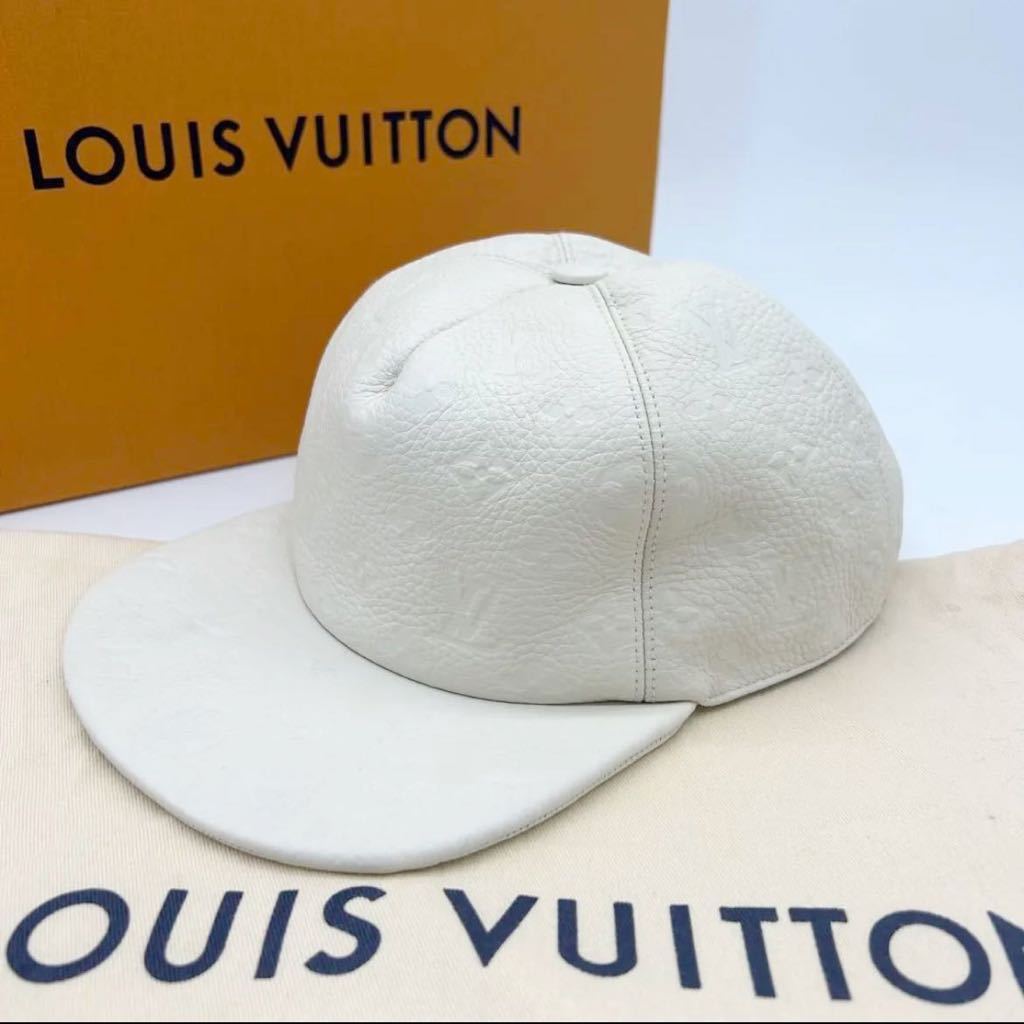 【極稀少】ルイヴィトン LOUIS VUITTON ヴァージル アンプラント キャップ 帽子 モノグラム 牛革 レザー ホワイト 白 メンズ レディース