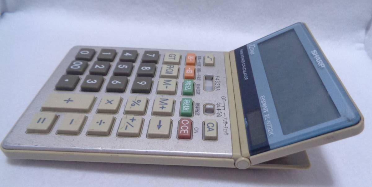 * retro *ZZZ* rare article [[ postage 370 jpy ] SHARP calculator ELSIMATE EL-N732K approximately 18cm×11cm Junk liquid crystal character . light battery little? sharp ] present condition delivery 