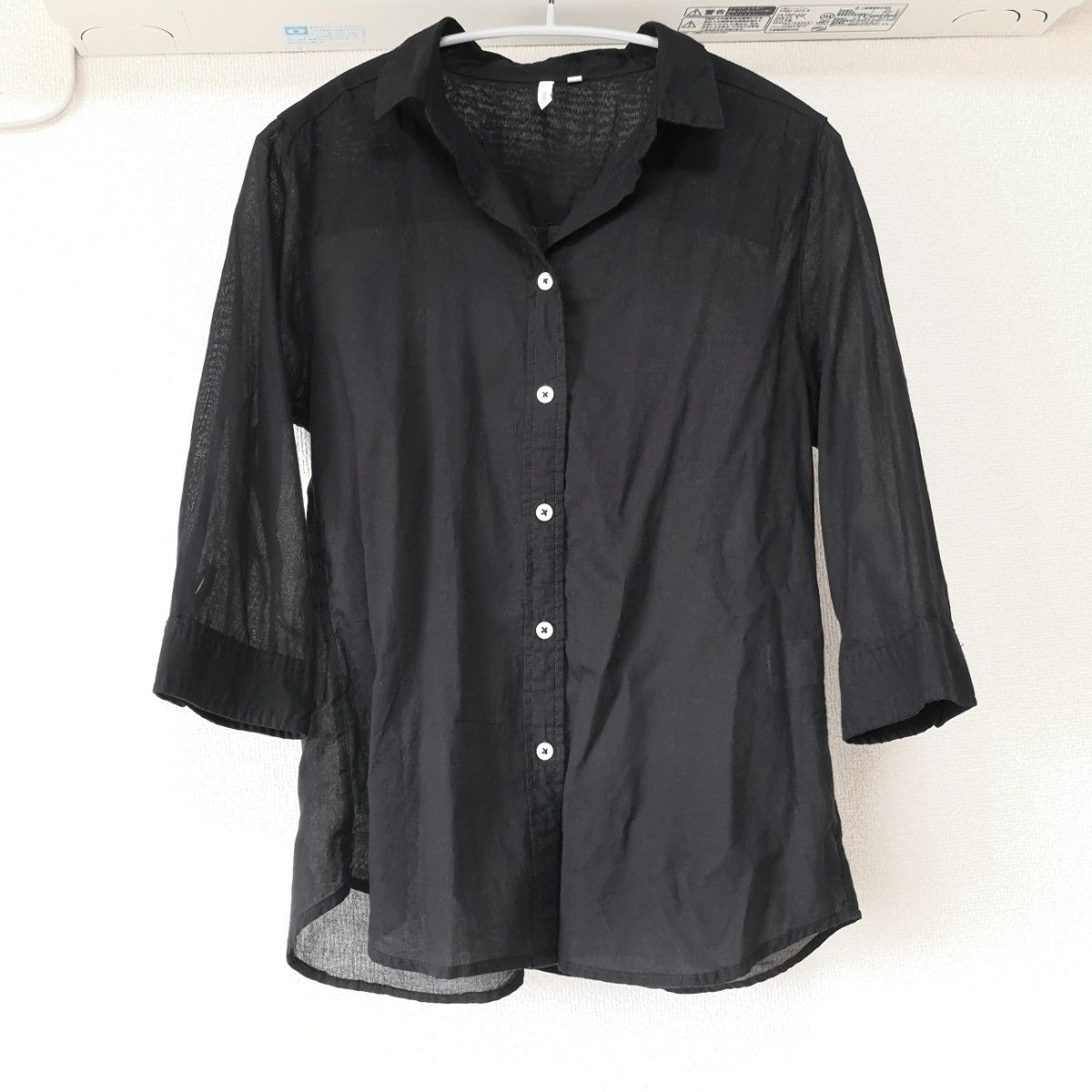 LOGOSDAYS ロゴスデイズ 七分袖シャツ 黒 Mサイズ 綿 コットン
