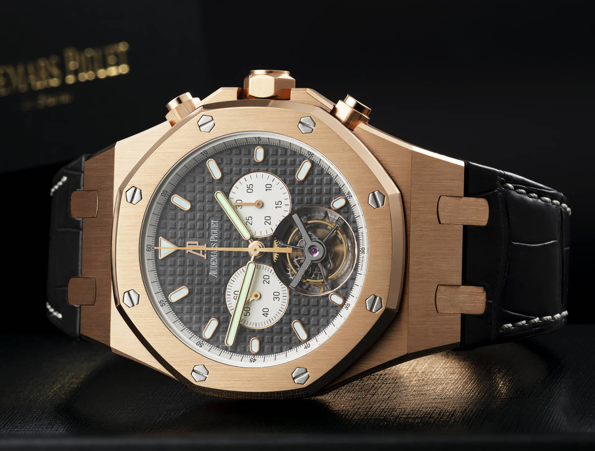 *Audemars Piguet* Audemars Piguet Royal дуб палец на ноге рубин yon хронограф 25977OR.OO.D005.CR.01 K18RG высший класс наручные часы редкий редкость!!