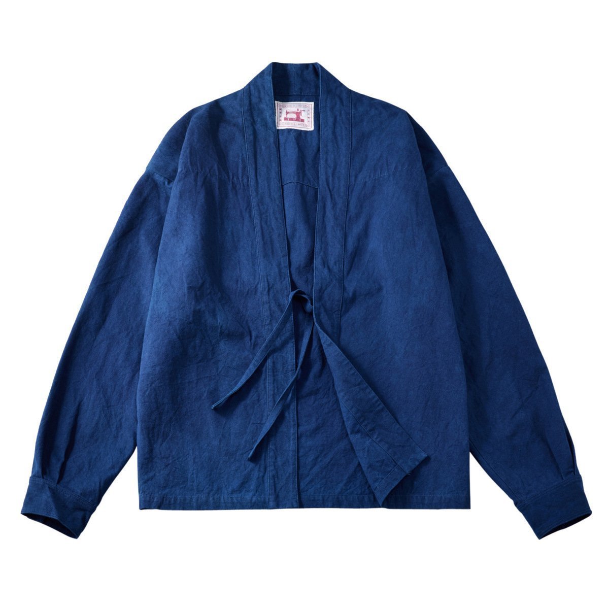 染め 作務衣レトロ ジャケット シャツジャケット カバーオール 13ozキャンバス 天然インディゴ 100%コットン XL
