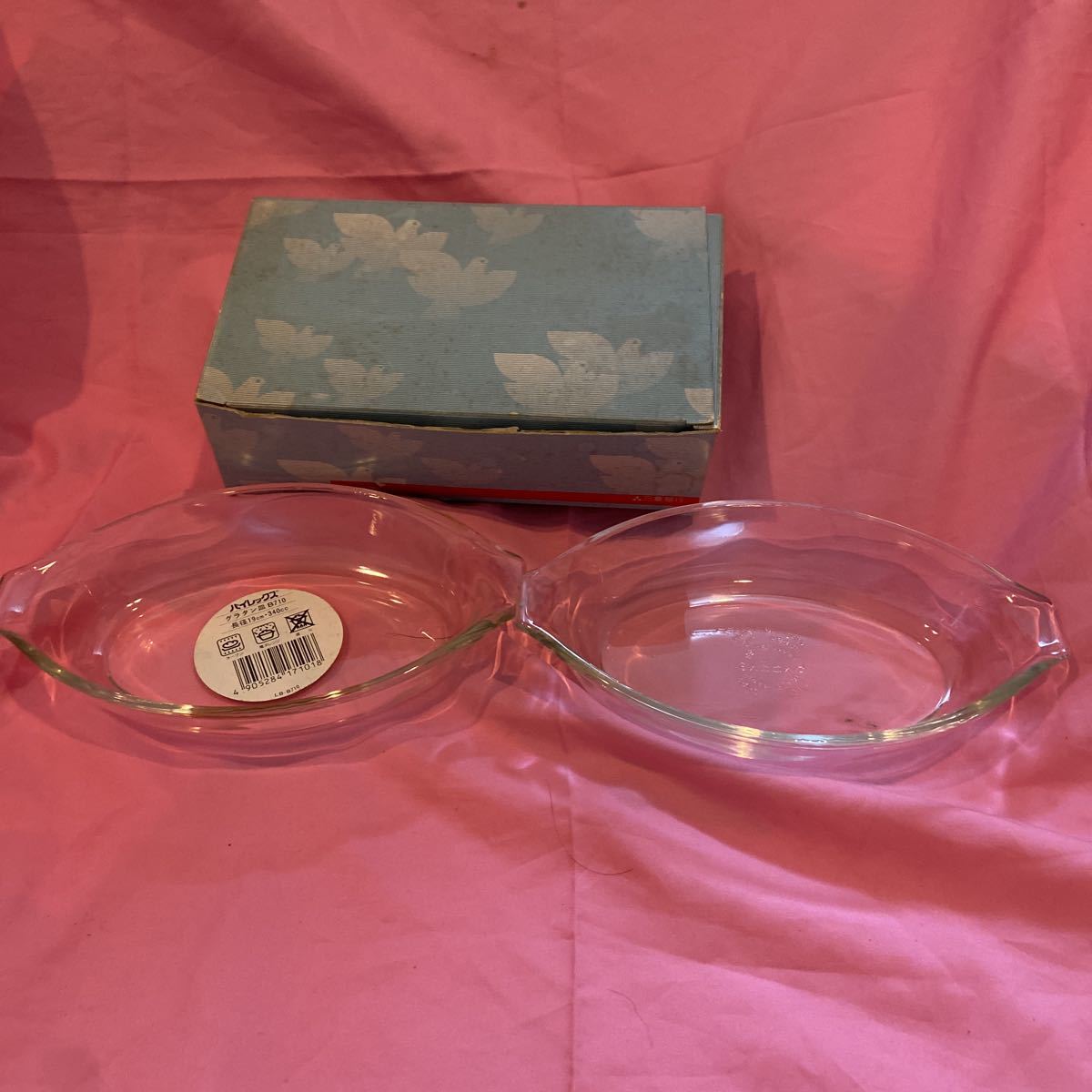  Pyrex * heat-resisting glass * Mitsubishi Bank * diameter 19 centimeter *340cc* gratin plate * pair 