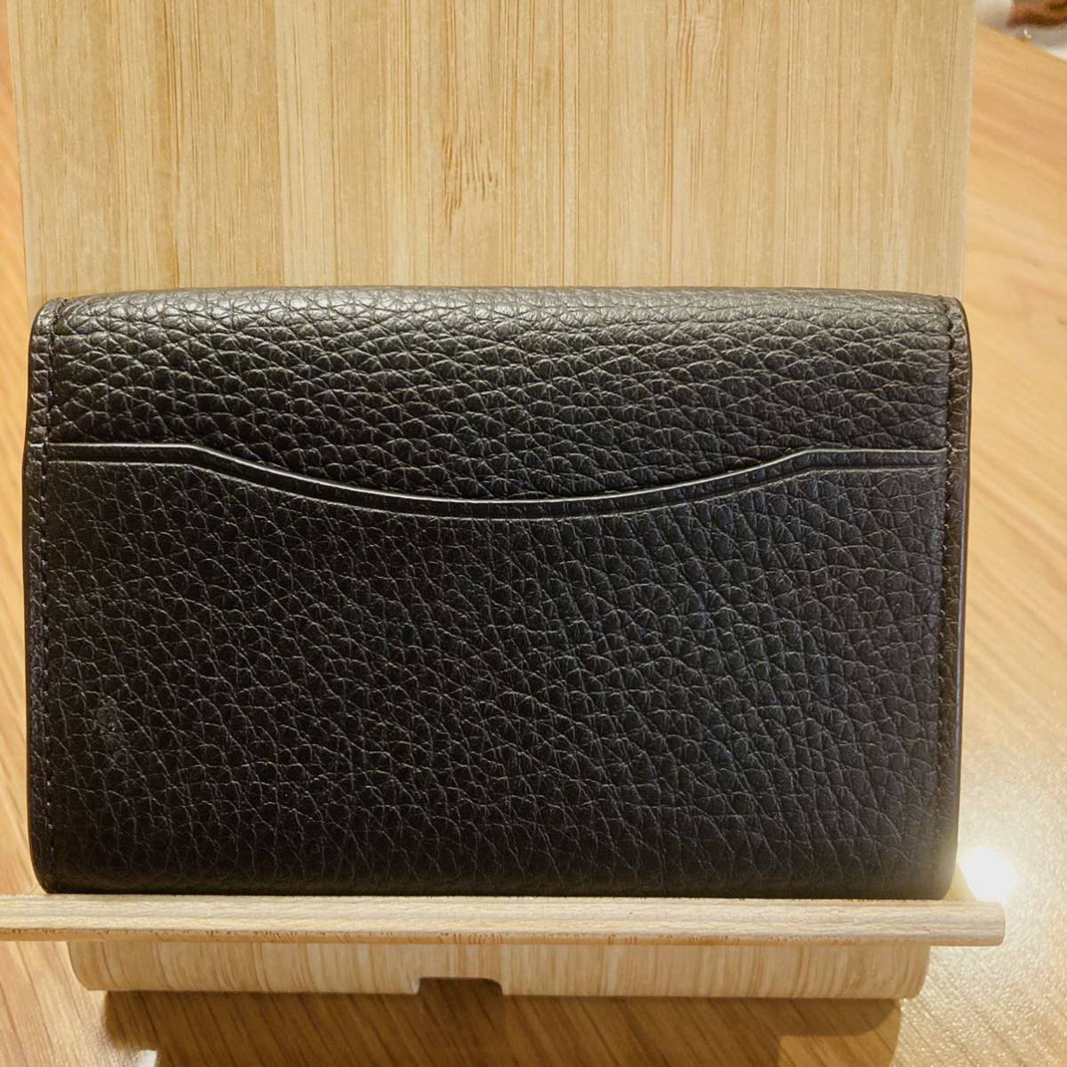 ★極美品★ COACH コーチ 名刺入れ カードケース BK 黒 ブラック レザー 牛革 ソフトレザー シボ革 メンズ ユニセックス マチ有 通しマチ_画像3