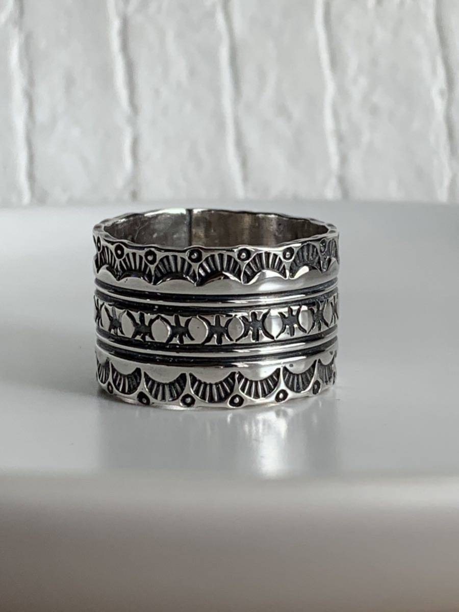  Indian jewelry ring men's ring silver ring Navajo group Navajo ring stamp Work stamp 26 number largish 