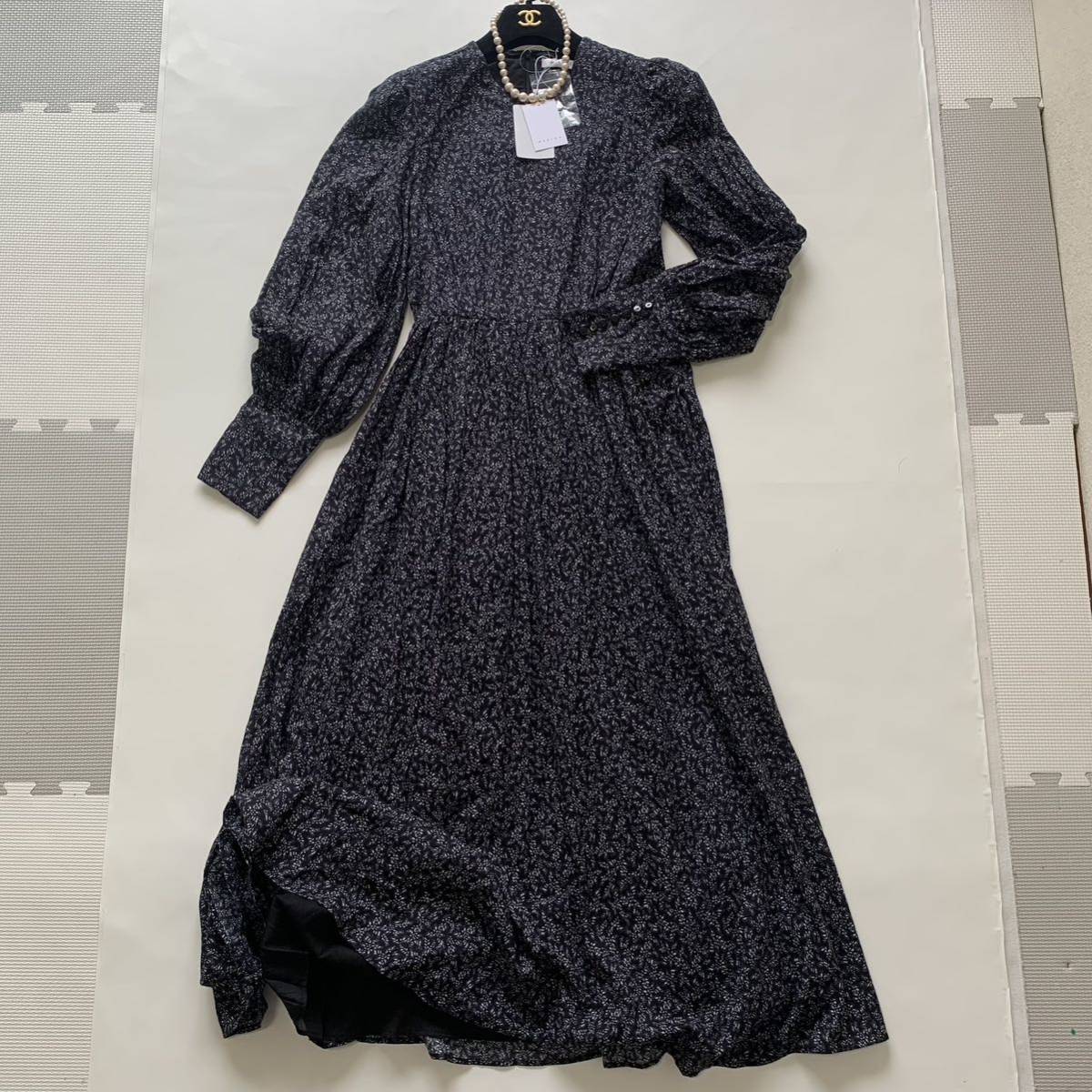 MARIHA マリハ 秋のレディのドレス 黒 花柄 ロング ワンピース ロング