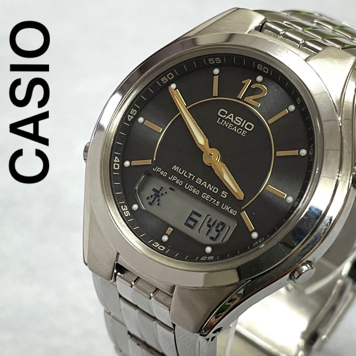 稼働　美品　CASIO LINEAGE メンズ腕時計 電波ソーラー ウェーブセプター WAVE ceptor カシオ　リニエージ