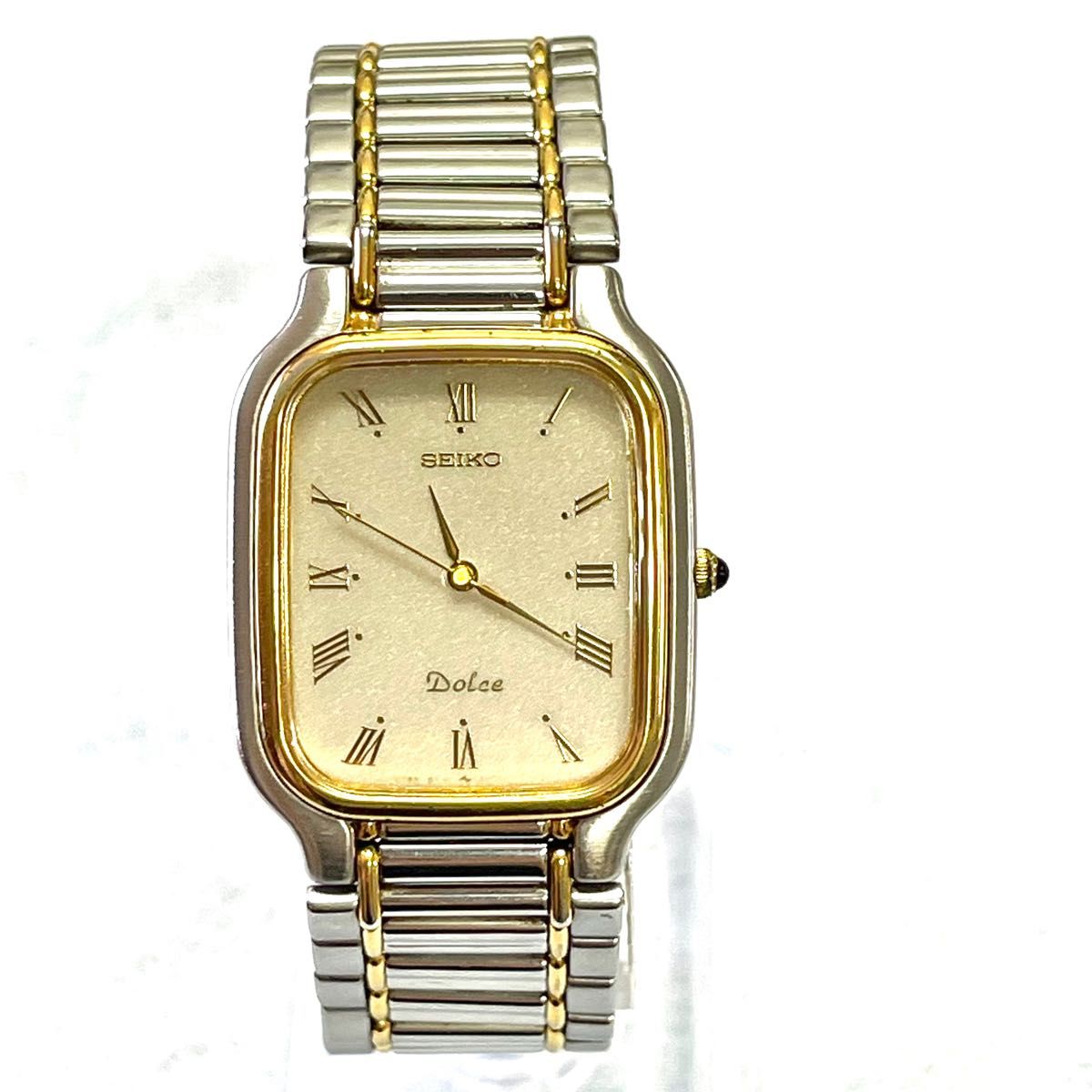 稼働 良品 SEIKO DOLCE 薄型クォーツ メンズ ドルチェ レクタンギュラー コンビ ローマン