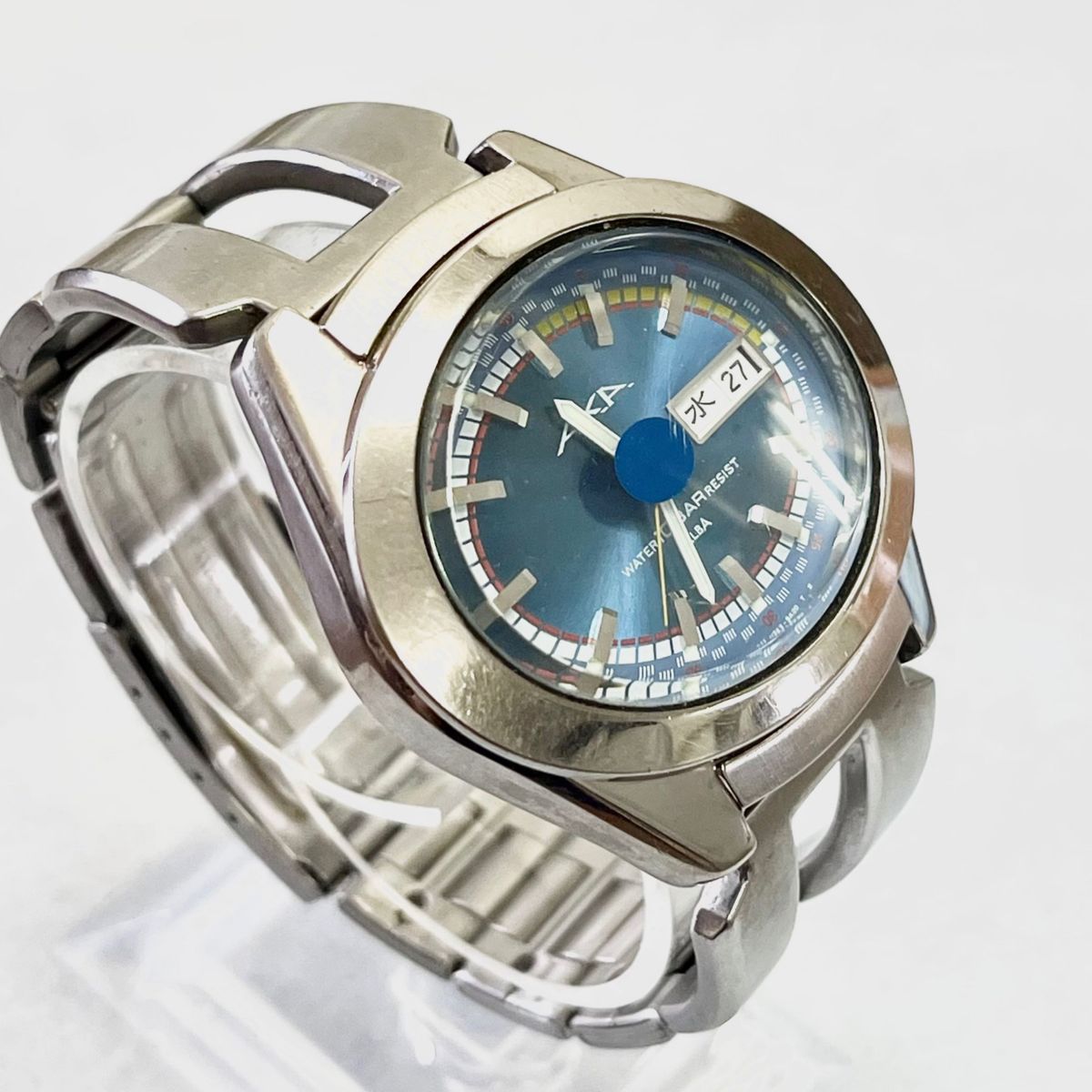 稼働 AKA 腕時計 メンズ SEIKO ALBA クォーツ オーバル ブルー 稼働 AKA 腕時計 メンズ SEIKO ALBA クォーツ オーバル ブルー