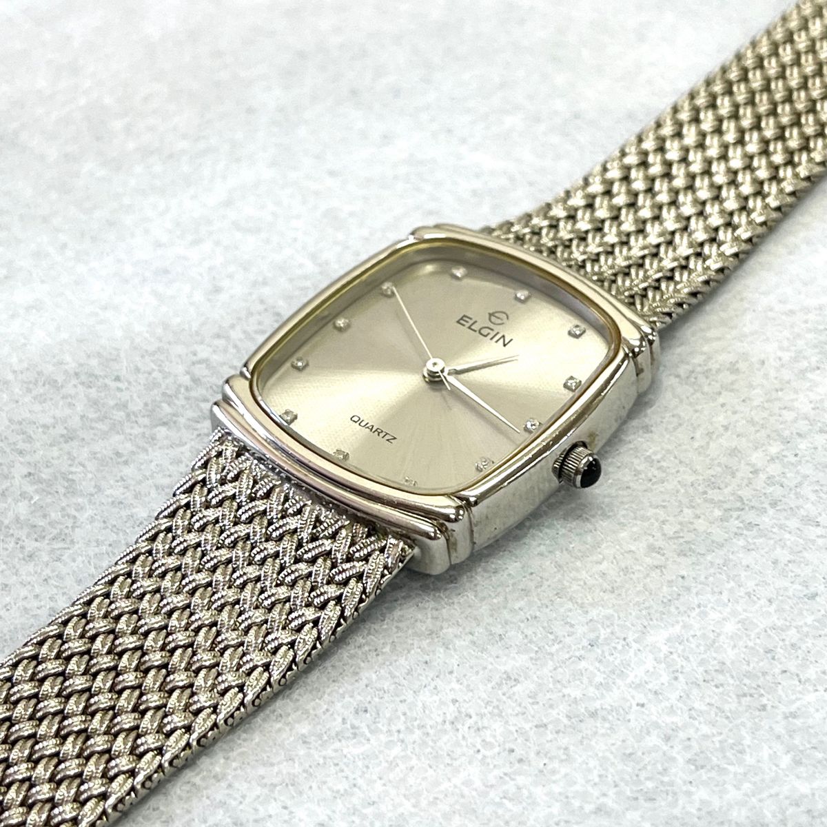 稼働 ELGIN 腕時計 メンズ ドレスウォッチ シルバー ストーン 稼働 ELGIN 腕時計 メンズ ドレスウォッチ シルバー ストーン