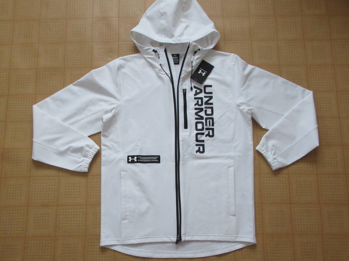 定価30,800円 即決新品 LGサイズ UNDER ARMOUR ブラッシュドウーブン ジャケット 上下セット セットアップ ホワイト アンダーアーマー