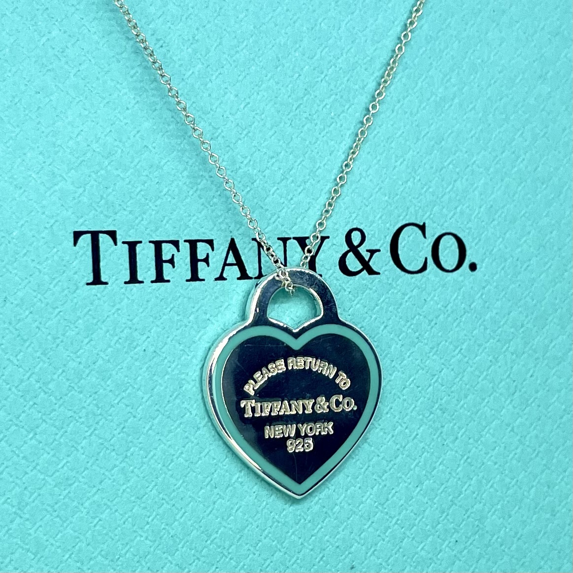 【美品】ティファニー ハート　タグ　リターントゥ　 ブルー　エナメル　シルバー ネックレス　Tiffany　長さ調節可能 ★360