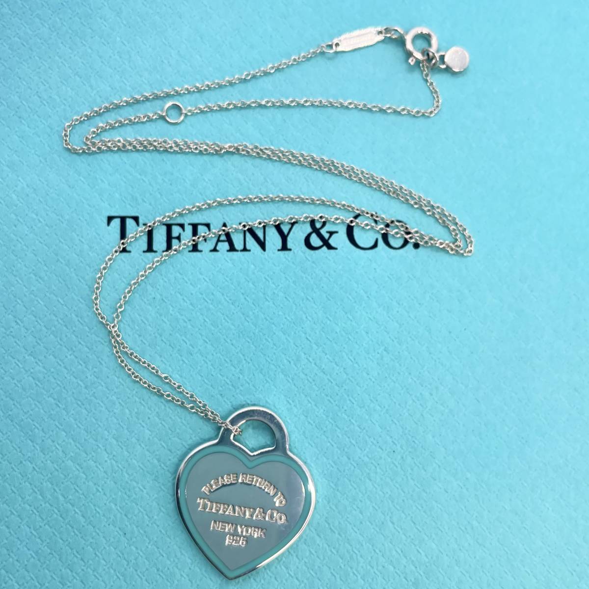 【美品】ティファニー ハート　タグ　リターントゥ　 ブルー　エナメル　シルバー ネックレス　Tiffany　長さ調節可能 ★360