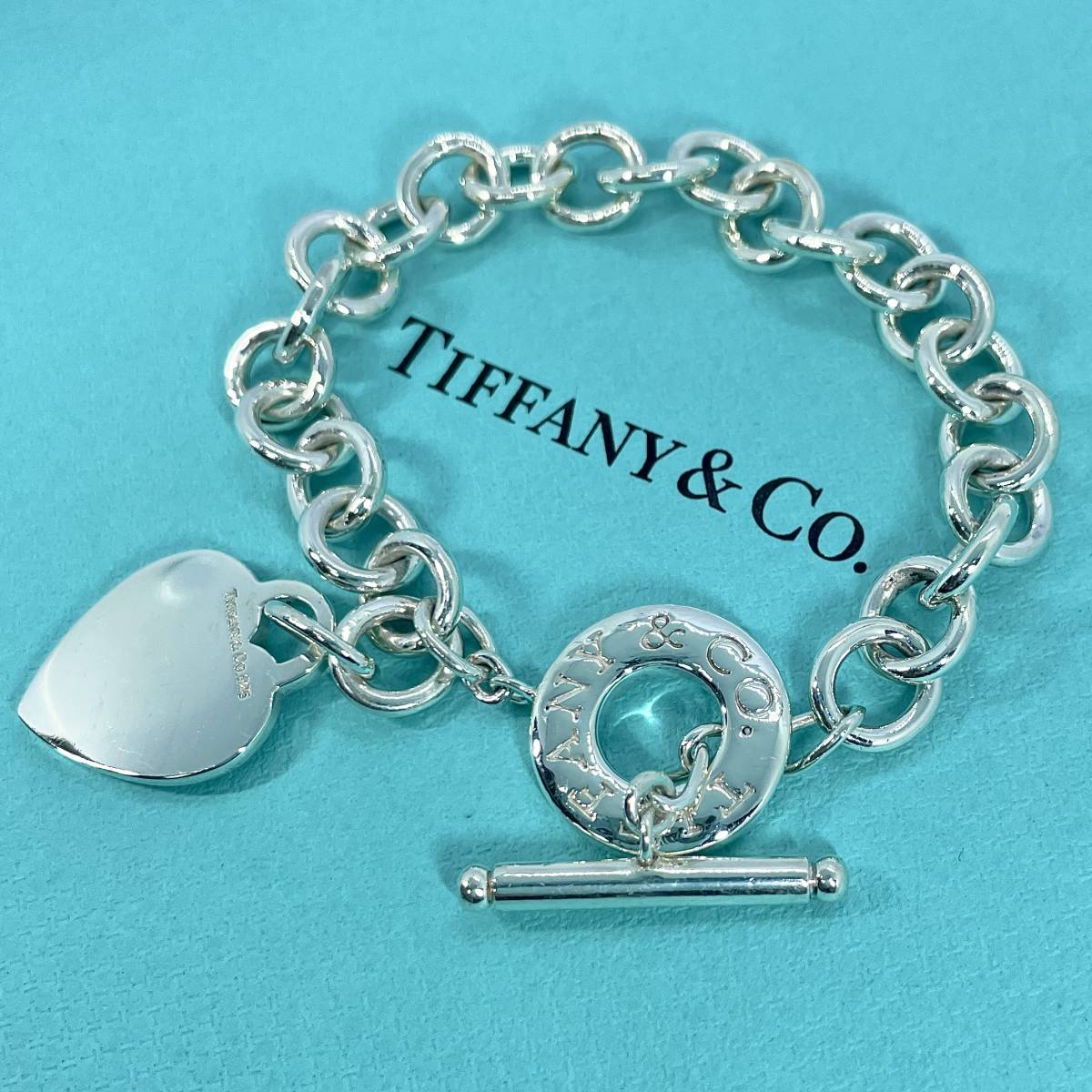 【ヴィンテージ】ティファニー TIFFANY&Co ハート タグ トグル シルバー チェーン ブレスレット ★410