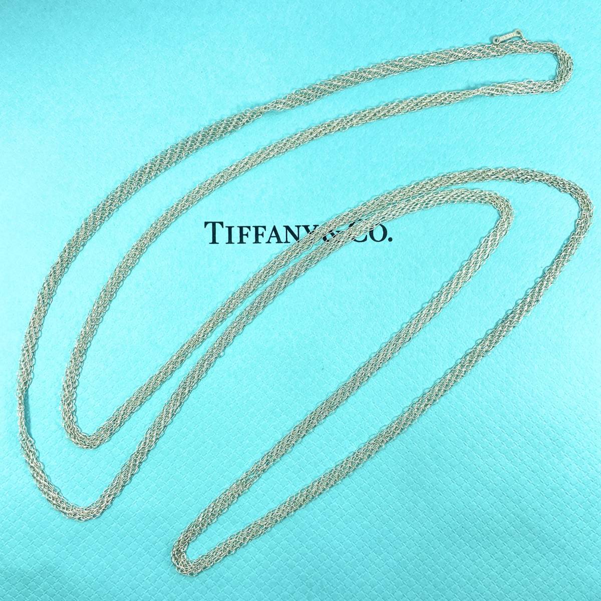  Tiffany mesh long chain necklace pendant silver approximately 96cm TIFFANY *412