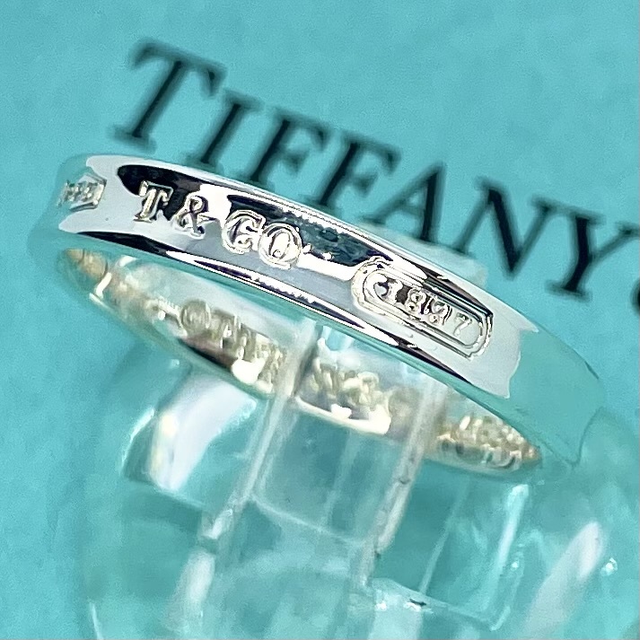 【美品】25号 ティファニー TIFFANY&Co. シルバー 1837 ナロー ワイド リング　指輪　大き目サイズ ★376
