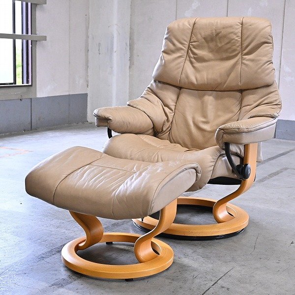 美品Ekornes ①エコーネス 本革 ストレスレス リクライニング チェア