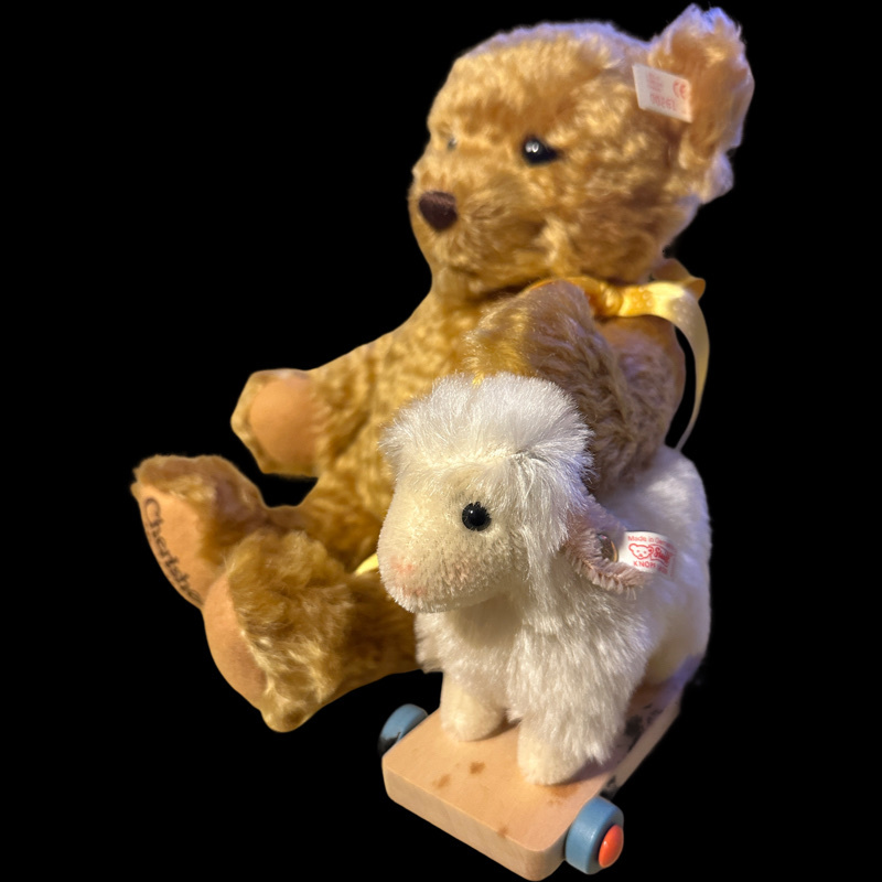 シュタイフ Steiff テディベア チェルシー&ラム ベアと車輪の シュタイフ Steiff テディベア チェルシー&ラム ベアと車輪の