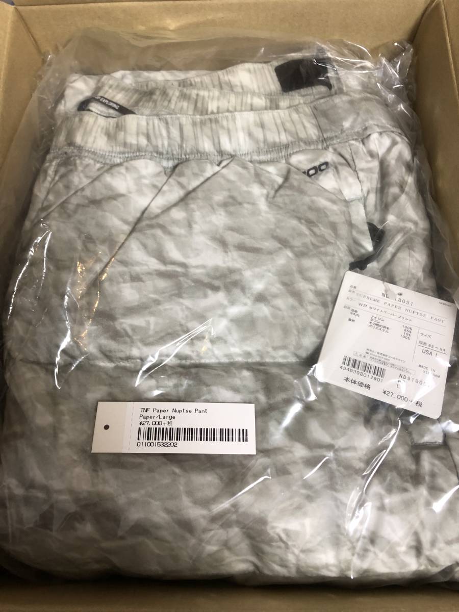 新品 Supreme The North Face Paper Print Nuptse Pant Pants L パンツ