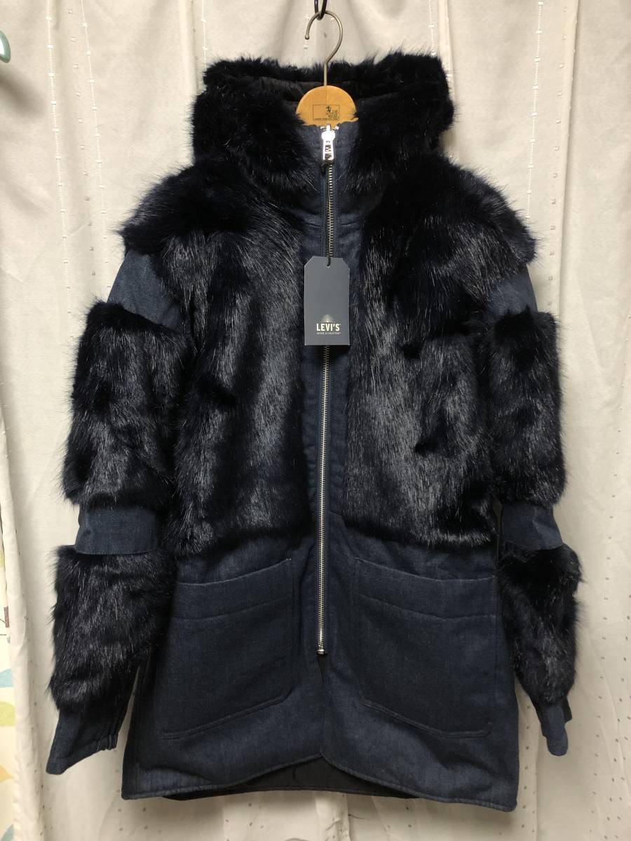 新品 LEVI’S MADE&CRAFTED Reversible Denim Fur Coat M 定価88,000円 リーバイス デニム ファー コート キルティング リバーシブル _画像1
