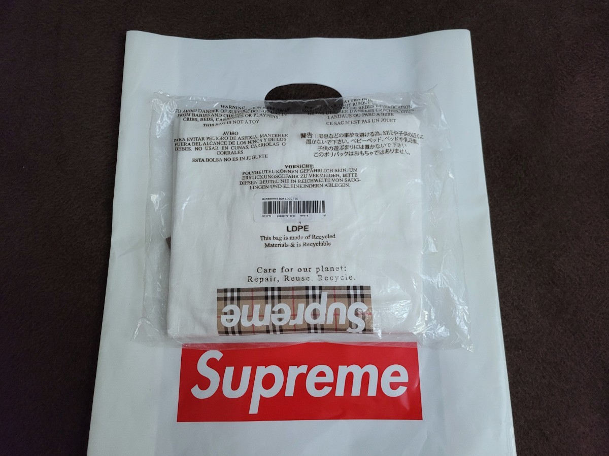 正規品 新品 未開封 SS22 Supreme Burberry Box Logo Tee シュプリーム バーバリー ボックス ロゴ ティー シャツ Medium ミディアム_画像3