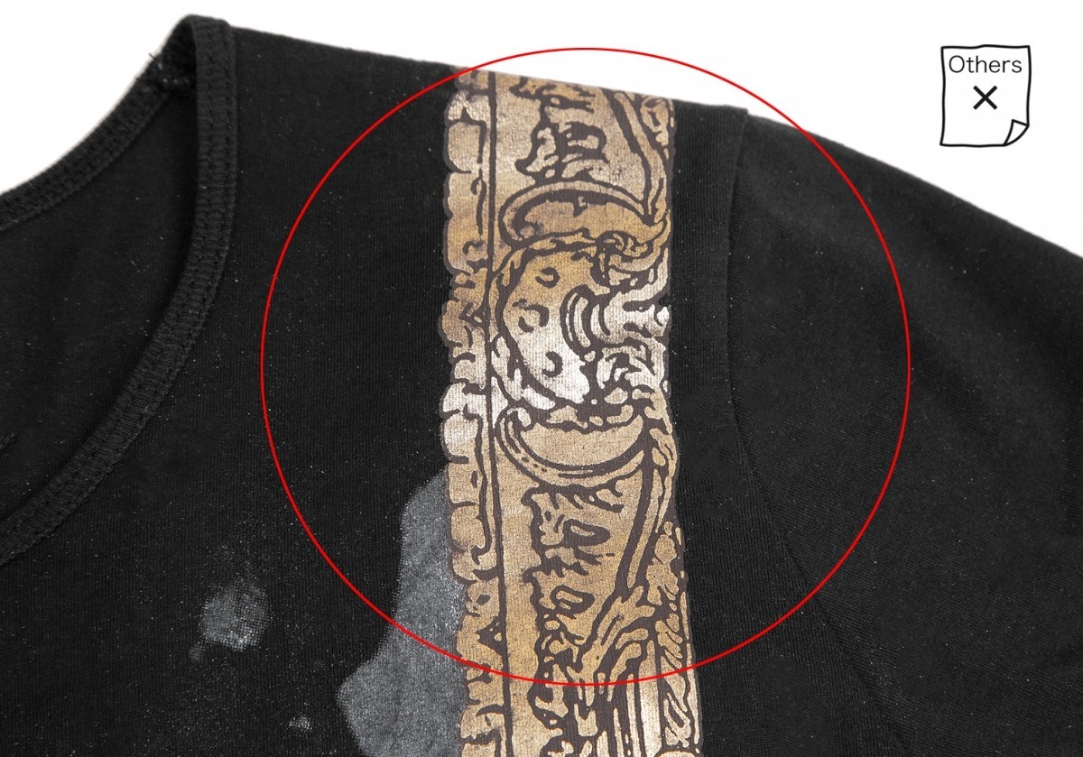 ヴィヴィアンウエストウッド アングロマニアVivienne Westwood ANGLOMANIA 額縁プリントTシャツ 黒他S_剥がれたプリントの付着があります。