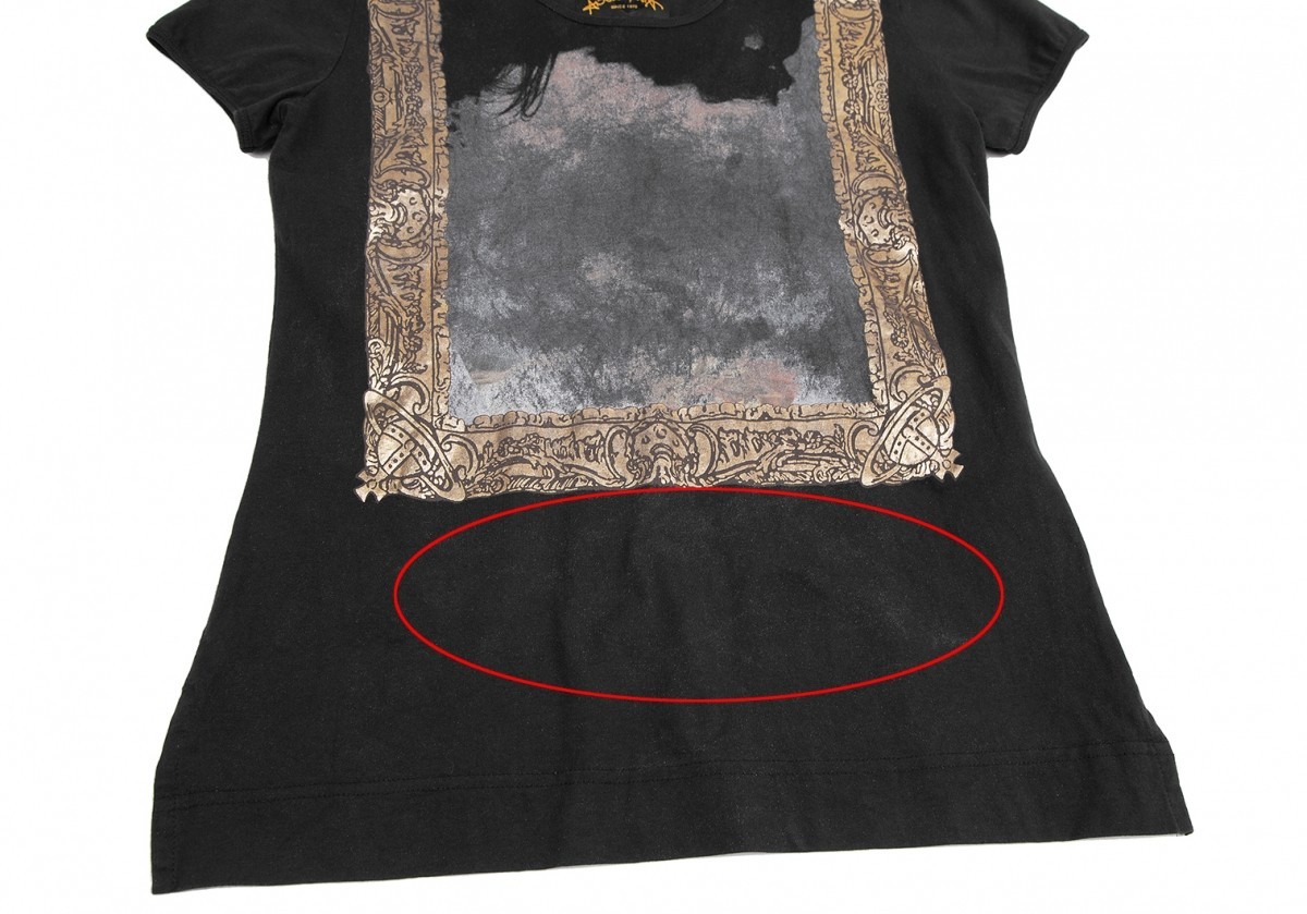 ヴィヴィアンウエストウッド アングロマニアVivienne Westwood ANGLOMANIA 額縁プリントTシャツ 黒他S_剥がれたプリントの付着があります。