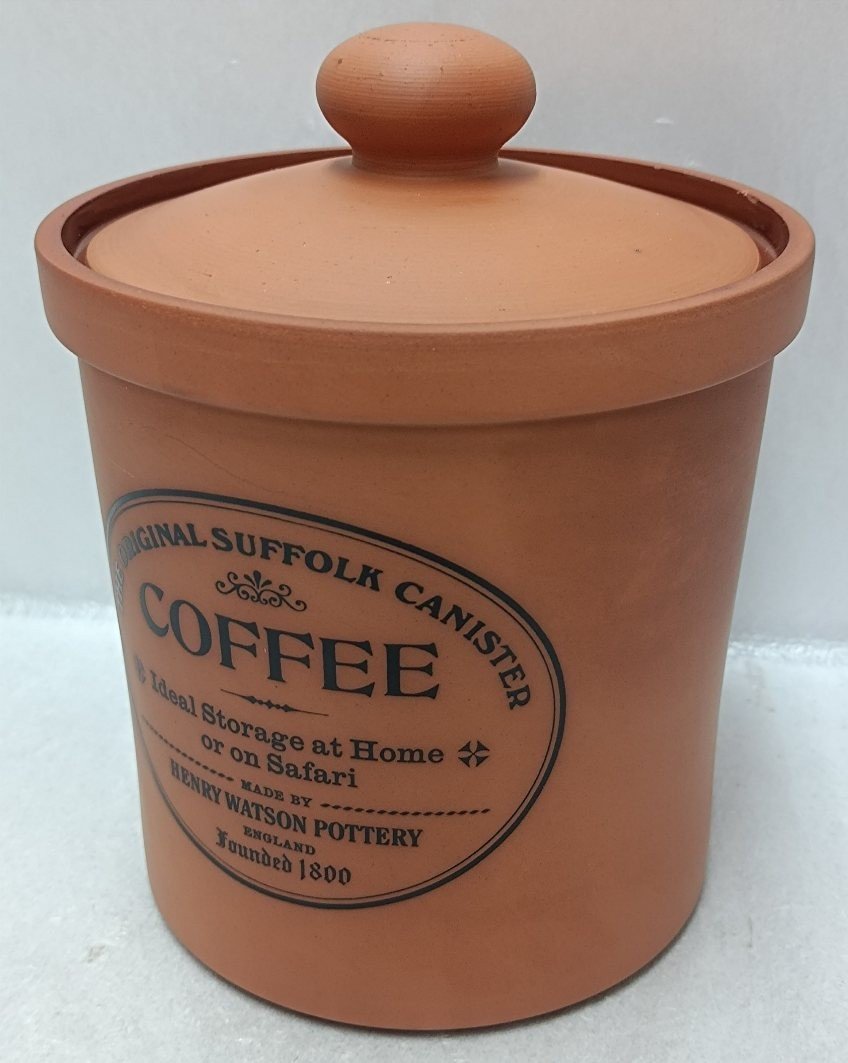  England made Henry watoson terra‐cotta | unglazed pottery . coffee ja-| canister 