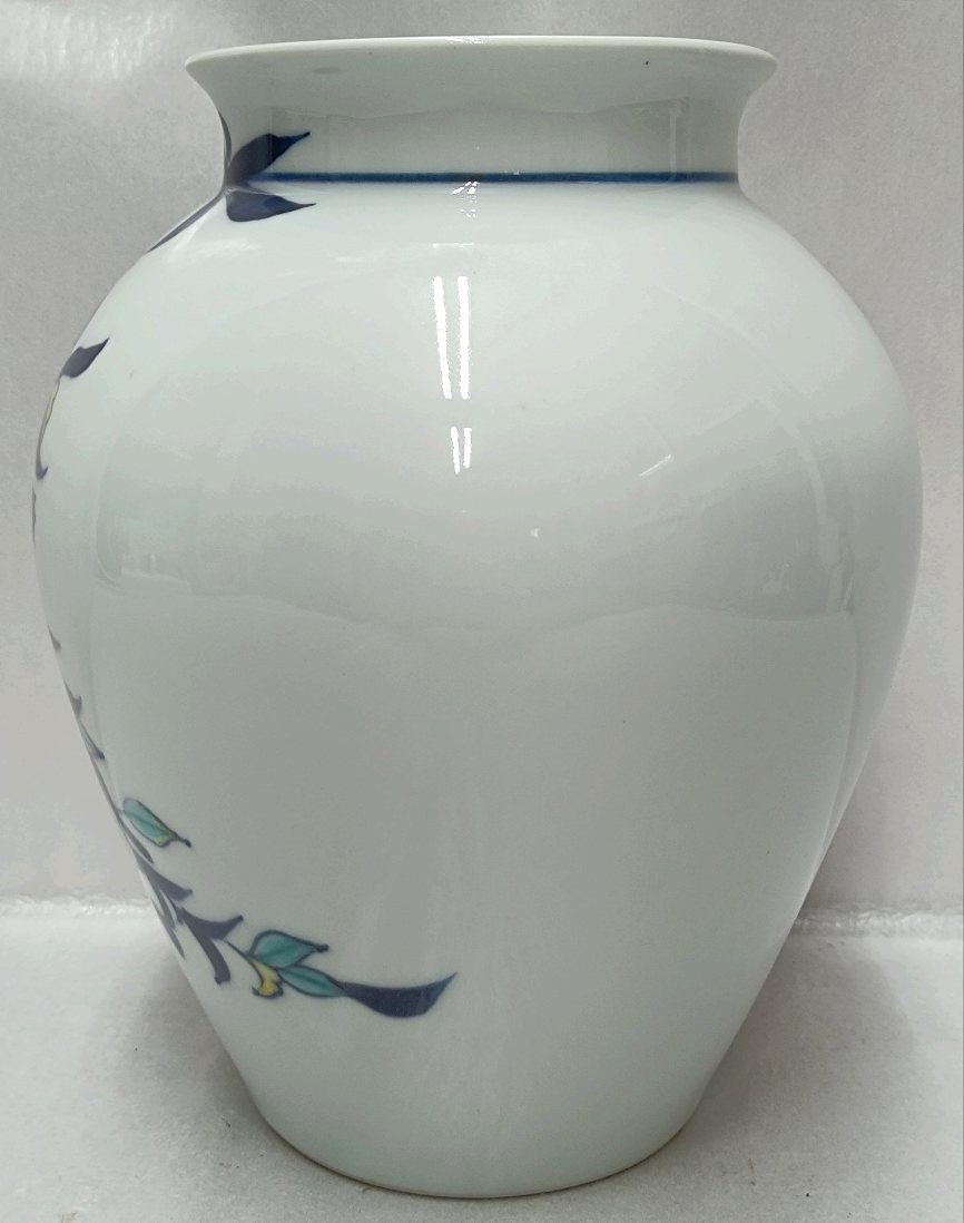  unused goods Arita .. mountain kiln . mountain work | Ono .. work blue and white ceramics pomegranate . vase 