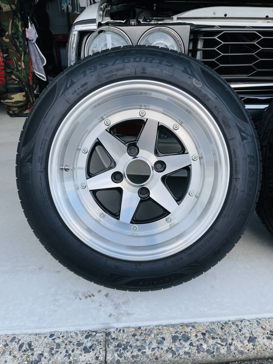 復刻 ロンシャン XR-4 15インチ 4H 8J 114.3 オフセット-14 タイヤ付き