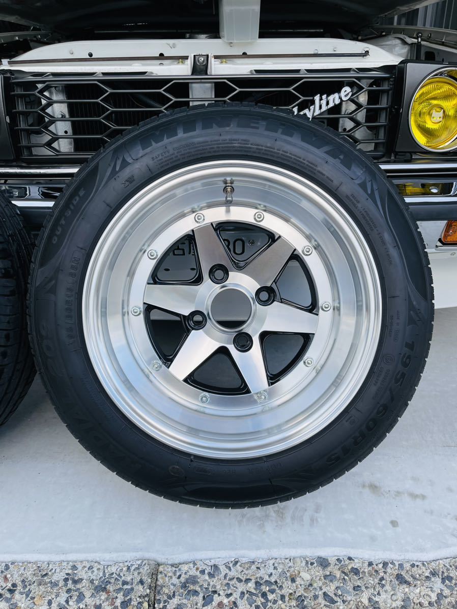 復刻 ロンシャン XR-4 15インチ 4H 8J 114.3 オフセット-14 タイヤ付き