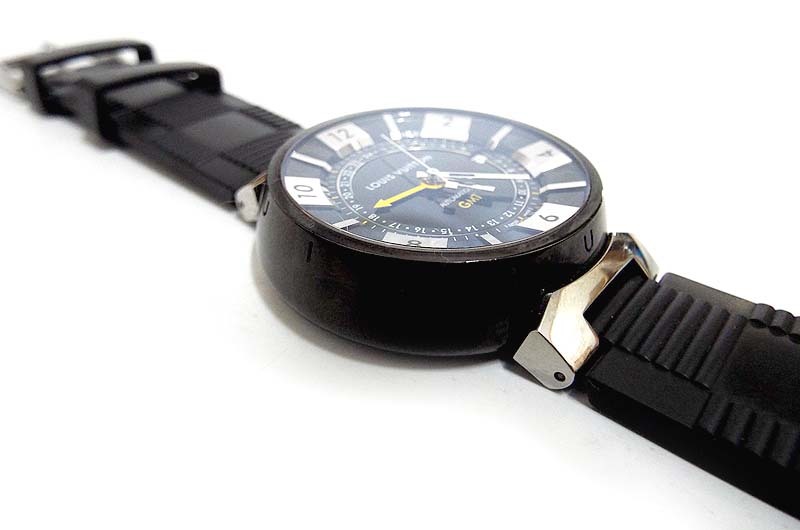 極美品 Louis Vuitton ルイヴィトン メンズ腕時計 タンブール インブラック GMT Q113K 自動巻き_画像2