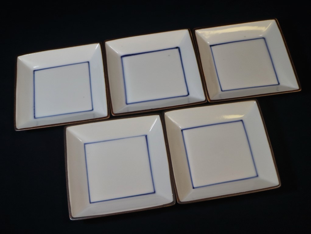 代購代標第一品牌-樂淘letao-九谷伊万里白磁角皿ブルーライン10枚幅9cm