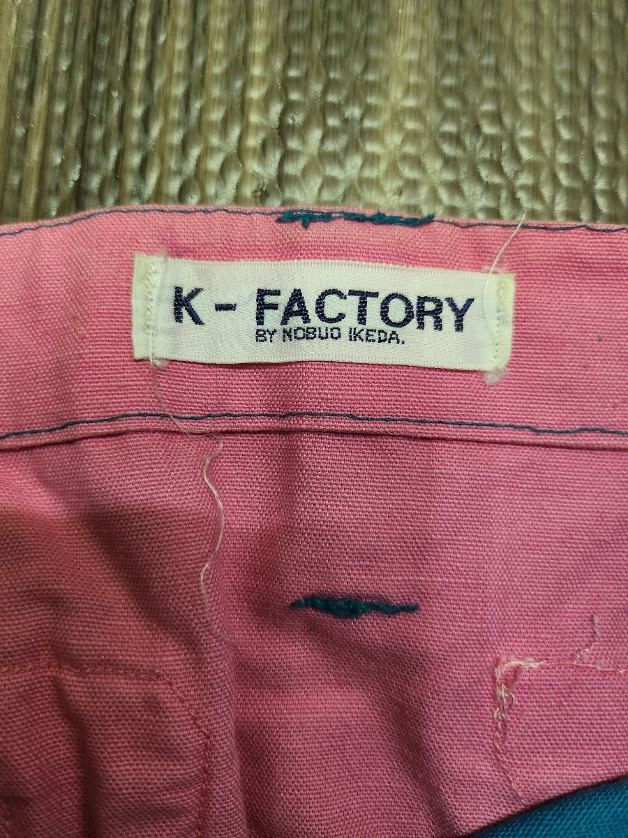 80年代 K-FACTORY BY NOBUO IKEDA ショート ハーフパンツ 緑系 当時物 オールド ケーファクトリー 池田ノブオ とんねるず パーソンズ_画像4