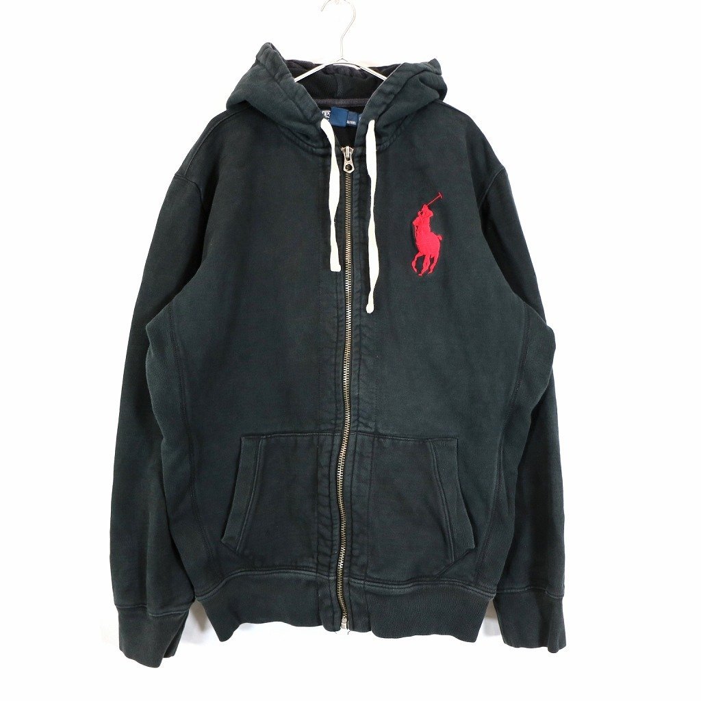 今季一番 ジップアップ パーカー リバースウィーブ ポロバイラルフローレン Lauren Ralph by Polo ロゴ O0035 古着 中古 (メンズ) ブラック パーカ 今季一番 ジップアップ パーカー リバースウィーブ ポロバイラルフローレン Lauren Ralph by Polo ロゴ O0035 古着 中古 (メンズ) ブラック パーカ