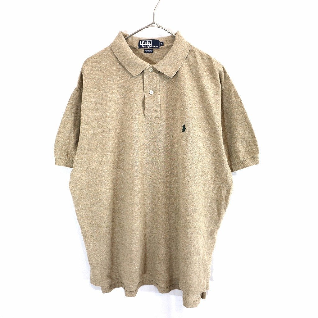 Polo by Ralph Lauren ポロバイラルフローレン ワンポイントロゴ ポロシャツ ベージュ (メンズ XL) 中古 古着 O0484_画像1