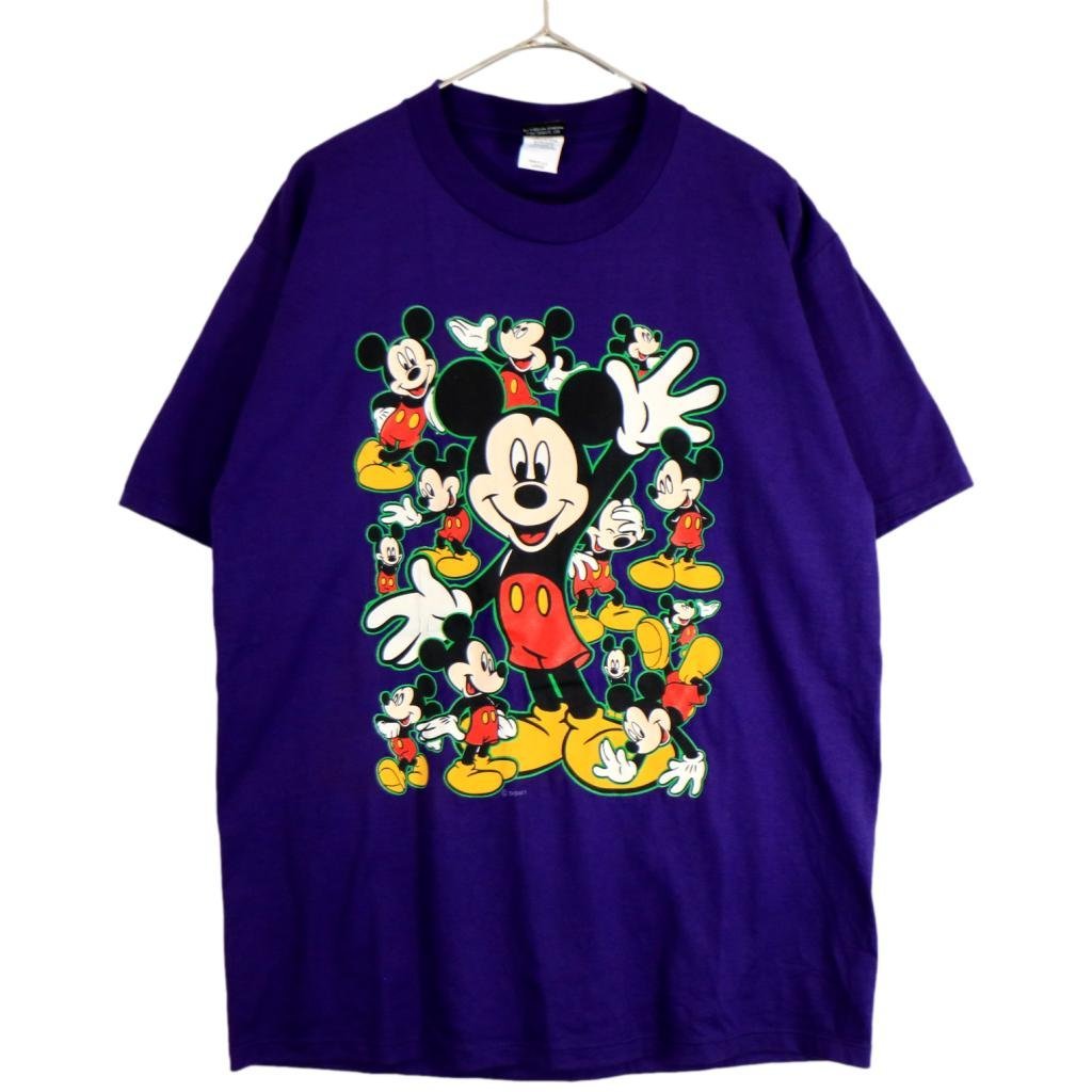 USA製 Disney ディズニー ミッキーマウス 半袖Ｔシャツ キャラクタープリント パープル (メンズ LARGE) 中古 古着 O2423_画像1