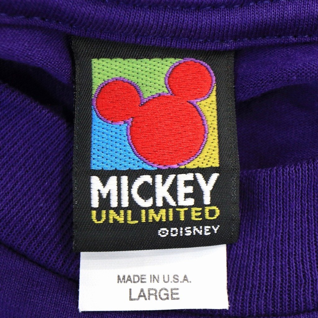 USA製 Disney ディズニー ミッキーマウス 半袖Ｔシャツ キャラクタープリント パープル (メンズ LARGE) 中古 古着 O2423_画像10