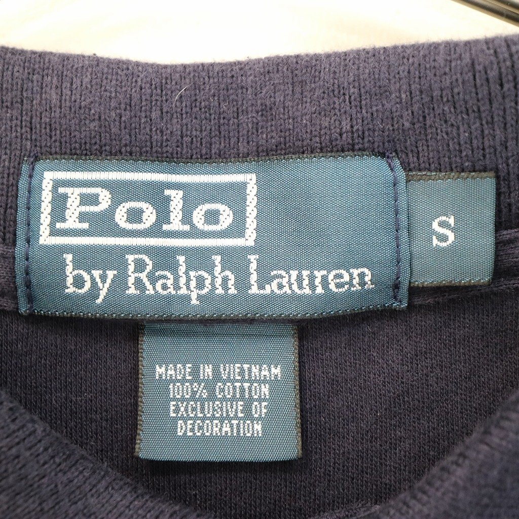 Polo by Ralph Lauren ポロバイラルフローレン 長袖ポロシャツ 刺繍 ワンポイントロゴ ネイビー (メンズ S) 中古 古着 O3451_画像6