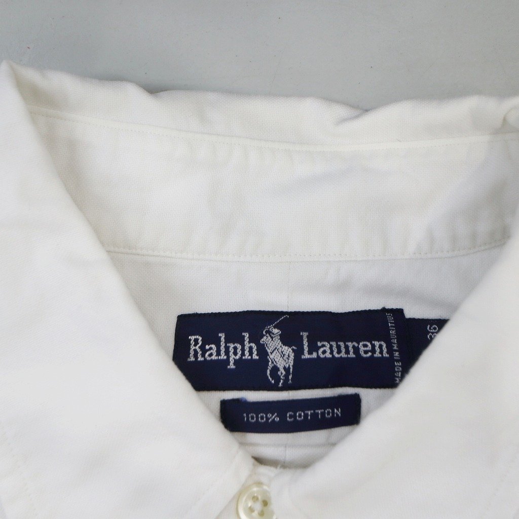 RALPH LAUREN ラルフローレン ワンポイント刺繍 ボタンダウン 長袖シャツ ポニー ロゴ ホワイト (メンズ 17 1/2-36) 中古 古着 O4162_画像7