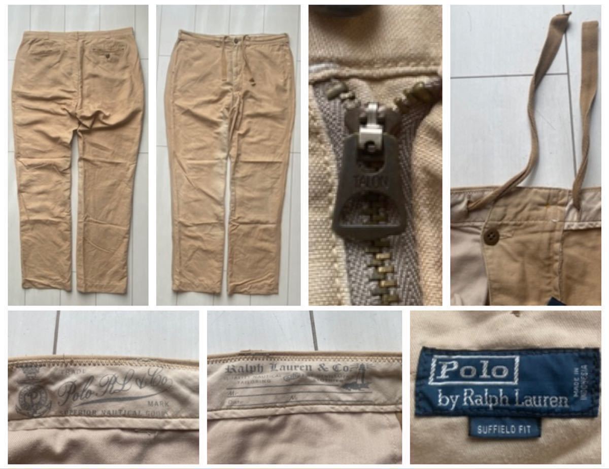 送料無料 00s vintage ビンテージ POLO ラルフローレン 麻 ヘンプ hemp リネン イージー パンツ チノパン SUFFIELD FIT PANTS RRL XL W36_画像1