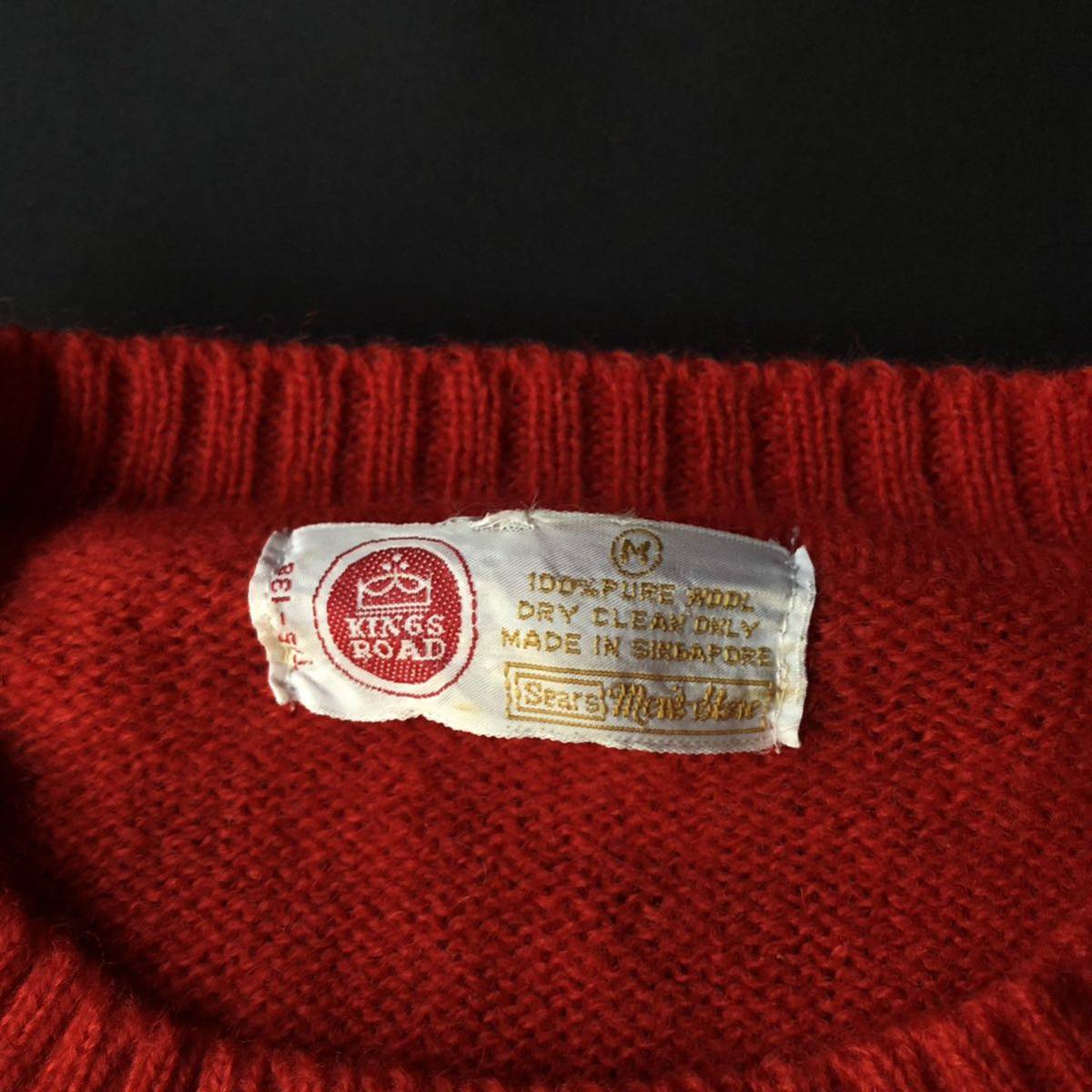 70s Kings Road Sears Shetland Knit Sweater made in Singapore 70年代 キングスロード シアーズ シェットランドニット ニットセーター_画像3