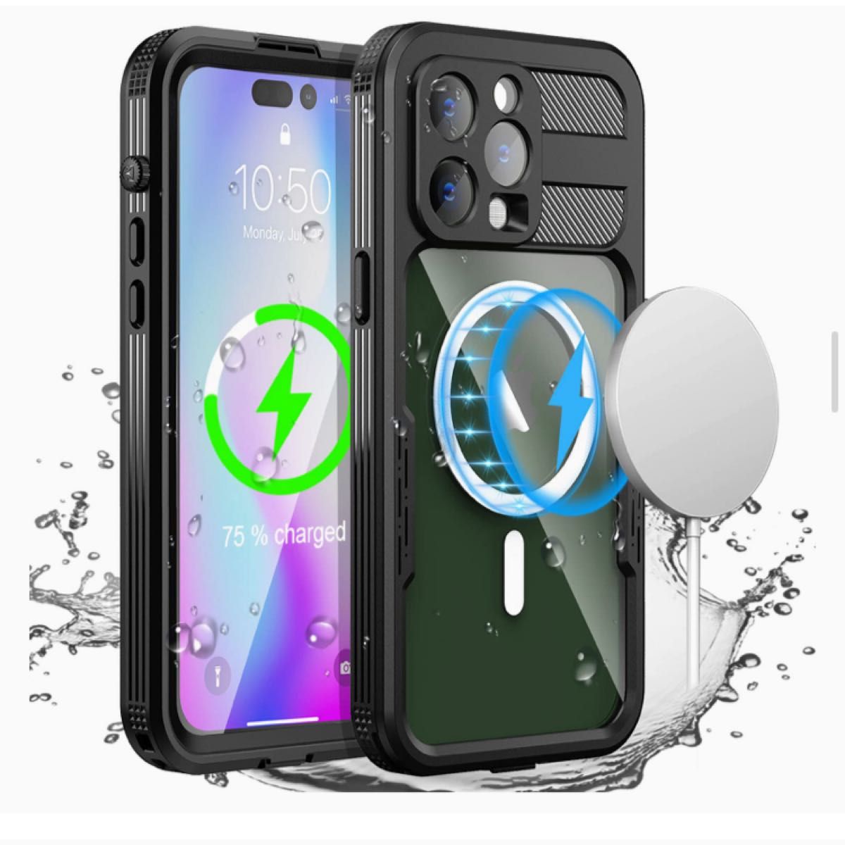 iPhone 14 Pro Max (6.7インチ) 用防水ケースMagSafe 防雪、防塵、耐衝撃、IP68認定 フルボディ保護
