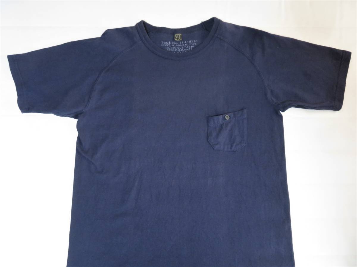 NigelCabourn ナイジェルケーボン ポケット 半袖Tシャツ フリーダム ネイビー 紺 サイズ48 日本製 japan 送料無料_画像1