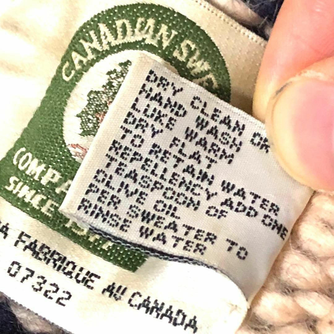 カナディアンセーター　セーター　ベージュ　ネイビー　ボーダーカウチン　カナダ製_画像6