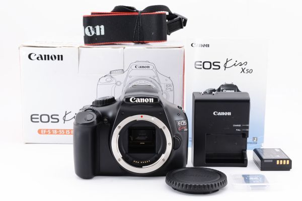 【美品】Canon EOS Kiss X50 一眼レフ カメラ ボディ　《元箱・SDカード付き》ショット数7323回＃1528